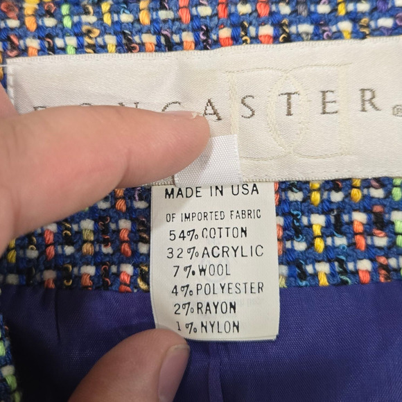 1990s Vintage Doncaster Multicolor Weave Tweed Blazer Jacket Size 8 USA Made - Picture 7 of 9